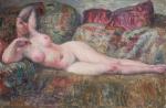 Florent MENET (1872-1942)
Nu féminin étendu
Huile sur toile 
27 x 41...