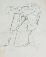Tsuguharu FOUJITA [japonais] (1886-1968)
Jeune femme ramassant son mouchoir
Dessin signé en...