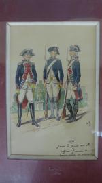 École française « 1791 Garde à pied du Roi-officier Grande tenue...