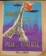 « Jamais ça, Paix et Liberté » Affiche représentant la tour Eiffel...