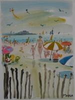 Robert MAURA (1934-2015)
Saint Malo, la plage animée
Aquarelle signée en bas...