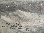 Jean MAZELLA (XIXème - XXème)
Bateaux dans la tempête, 1877. 
Huile...