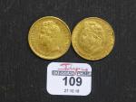LOUIS-PHILIPPE  (1830-1848) : Deux pièces de 20 Francs or...