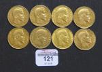 NAPOLEON III (1852-1870)  : Huit pièces de 20 Francs...