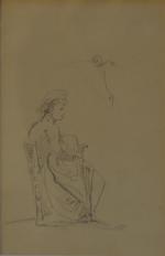 Jules Jacques VEYRASSAT (1828-1893) attribué à.
Portrait de dame assise,
Femme à...