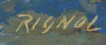 RIGNOL (XXème)
Paysage arboré
Huile sur carton signée en bas à droite
52.5...