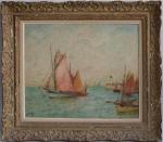 Georges D'ESPAGNAT (1870-1950)
Barques près du port
Huile sur toile monogrammée en...
