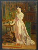 WILLEMS Louis (1820-1899) : Jeunes femmes dans leur intérieur. Deux...