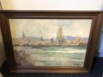 Paulette GENET (1892 -1983)  "Paysage provençal, huile sur toile...