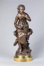 Mathurin Moreau (1822-1912)
" La becquée "
Sujet en bronze à patine...