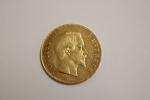 Pièce en or de 100 francs Napoléon III tête nue...