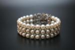 Bracelet trois rangs de perles de culture (diamètre 7 mm...