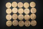 20 pièces de 20 Francs or Coq de Chaplain :...