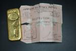 Lingot d'or avec bulletin d'essai émis le 1 décembre 1967...