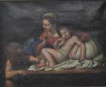 ECOLE ITALIENNE du XIXème
Vierge à l'enfant accompagnée de Saint Jean...