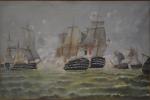 ECOLE FRANCAISE du XIXème
Bataille navale
Huile sur toile
59.5 x 90 cm