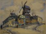 FRANK-WILL (1900-1951)
Paris, moulins de Montmartre
Aquarelle signée en bas à gauche,...