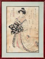JAPON - ESTAMPE de format oban, représentant une courtisane. Deuxième...