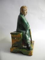 CHINE - " Paysan Assis tenant une canne" statue en...