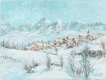 FOLTRAN (Ecole moderne). " Village sous la neige ", 1984,...