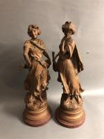 Luca MADRASSI, "Mignon", et "Carmen", deux sculptures en bronze patine...