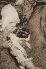 CAMOREYT Jacques Marie Omer (1871-?) Hommes et enfant au chat,...