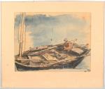CHADEL Jules (1870-1942) Homme dans un bateau, estampe monogrammée en...