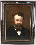 CORMON Fernand (1845-1924) Portrait d'homme à l'habit noir, huile sur...