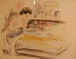 DIGNIMONT André (1891-1965) Femme au chat à la lecture, dessin...