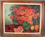 FERRANDO Augustin (1880-1957) Nature morte au bouquet de fleurs, fruits...