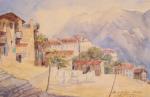 GALLIEN-BERTHON Marie-Clotilde (1870-1959) Village en montagne - Aquarelle sur papier...