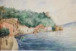 GALLIEN-BERTHON Marie-Clotilde (1870-1959) Vue de Pasages (Pasaia, Espagne) Aquarelle sur...