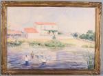 GALLIEN-BERTHON Marie-Clotilde (1870-1959) Vue du lac de Tamagra - Aquarelle...