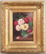 LAUR Yvonne (1879-1943) Nature morte au bouquet de roses -...