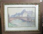LIPPE Paul (1866-1926) Vue de Strasbourg , Aquarelle signée, située...
