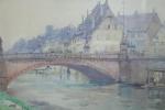 LIPPE Paul (1866-1926) Vue de Strasbourg , Aquarelle signée, située...