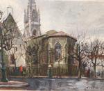 LLABRES GRIMALT Miquel (1930-1983) L'Eglise Saint-Eulalie à Bordeaux - Huile...