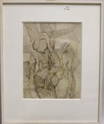 MARTENS Dagmar (1942) Abstrait, dessin à l'encre et crayon, signé...