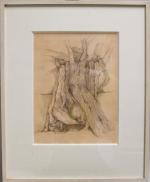MARTENS Dagmar (1942) Abstrait, dessin à l'encre et crayon, signé...