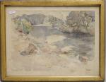 PLANTEY Robert Gilles (1881-1974) Bord de rivière, aquarelle, signée en...
