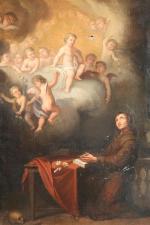 Saint Antoine de Padoue, huile sur toile, signée en bas...