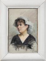 Luc BILLET (XIXème - XXème siècle). "Portrait d'une femme en...
