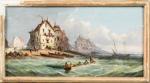 Charles Euphasie KUWASSEG (1833-1904). " Barques sur la Greve "....