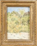 Rosa BONHEUR (1822-1899) " Paysage aux palmiers " Aquarelle sur...