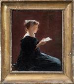 Albert CRESSWELL (1862-1936). " Femme lisant de profil ", 1892....