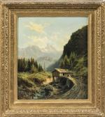 FURET (Ecole suisse du XIXème siècle). " Paysage de montagne...