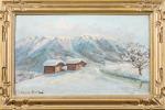 Cyprien BOULET (1877-1927) " Maisons sous la neige au matin...