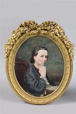 L. LATOUR (XIXème siècle). " Portrait de femme ". Huile...