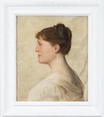 Jean-Baptiste PONCET (1827-1901). " Portrait de femme de profil ",...