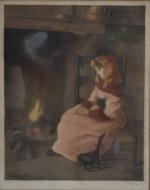 Théophile Alexandre STEINLEN (1859-1923)
Jeune fille près de l'âtre
Estampe signée et...